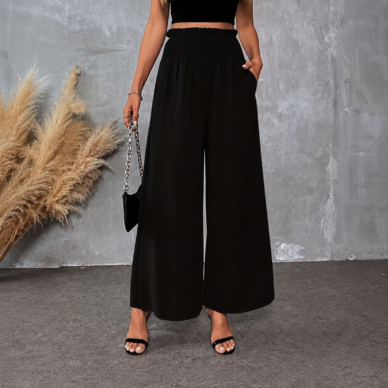 High Rise Solid Pleated Skort For Women