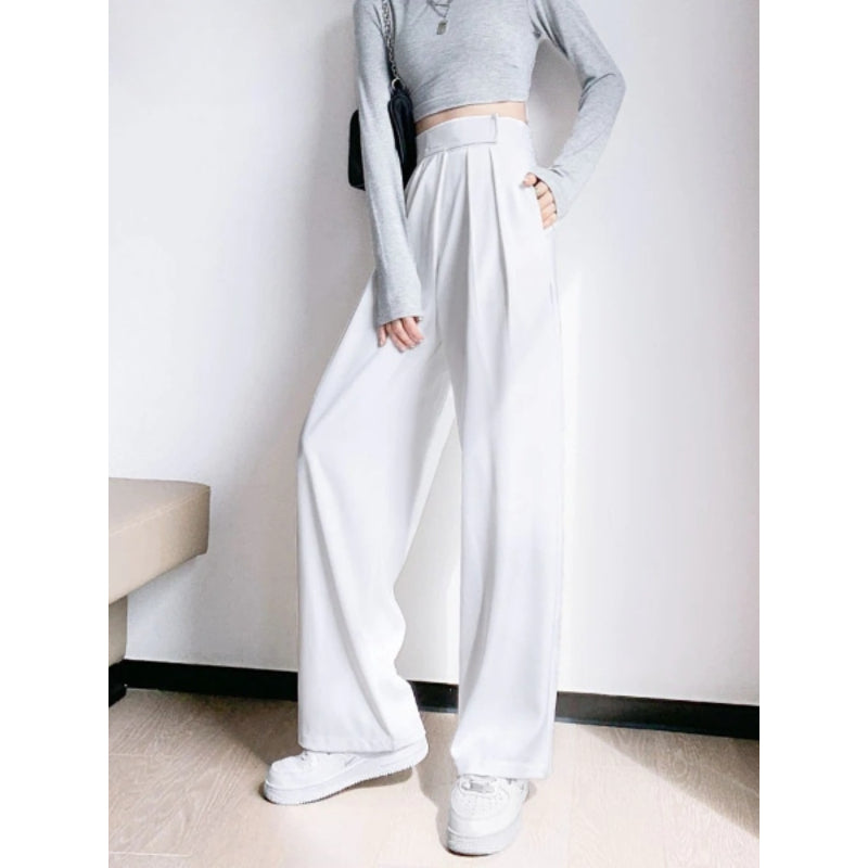 Wide Leg Women Casual High Waist Pants-Legletic