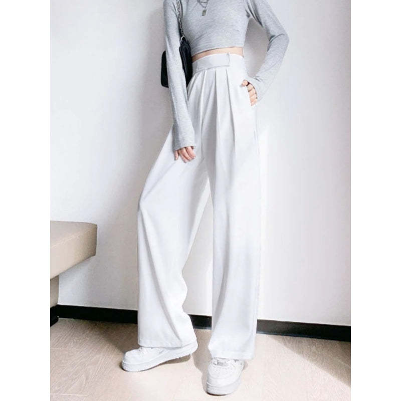 Wide Leg Women Casual High Waist Pants-Legletic