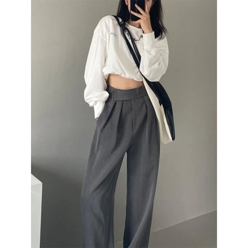 Wide Leg Women Casual High Waist Pants-Legletic