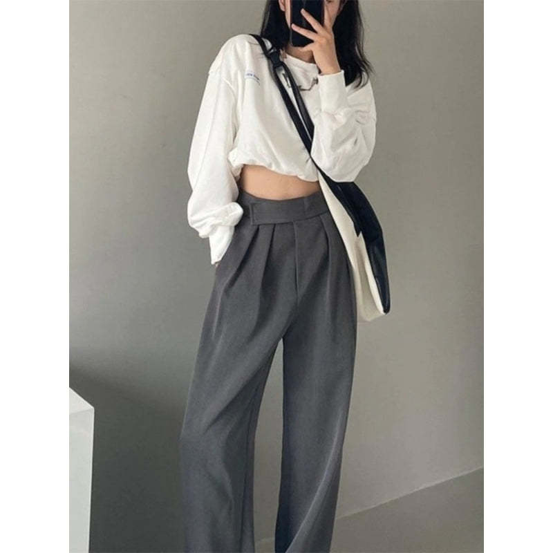 Wide Leg Women Casual High Waist Pants-Legletic