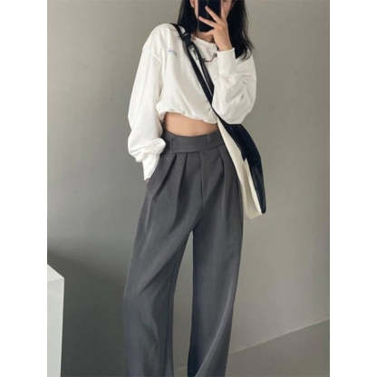 Wide Leg Women Casual High Waist Pants-Legletic