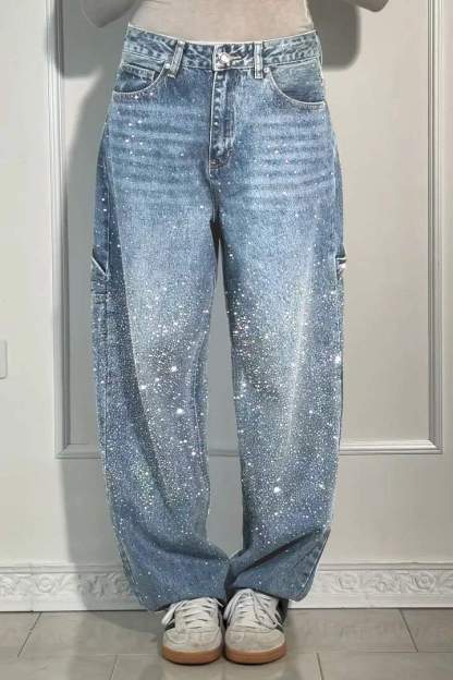 Wide Length Jeans With Starry Design-Legletic