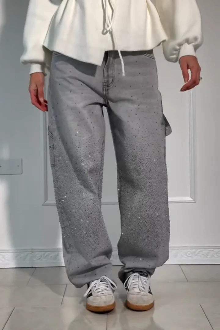 Wide Length Jeans With Starry Design-Legletic