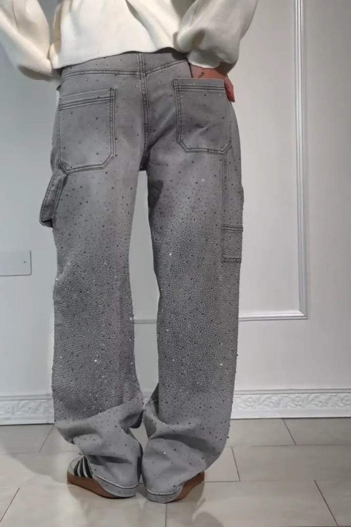 Wide Length Jeans With Starry Design-Legletic