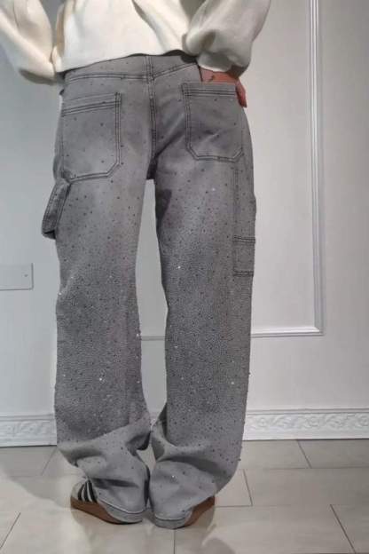 Wide Length Jeans With Starry Design-Legletic