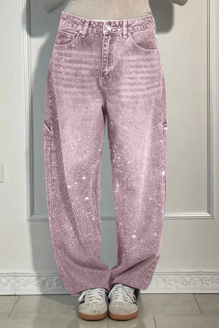 Wide Length Jeans With Starry Design-Legletic