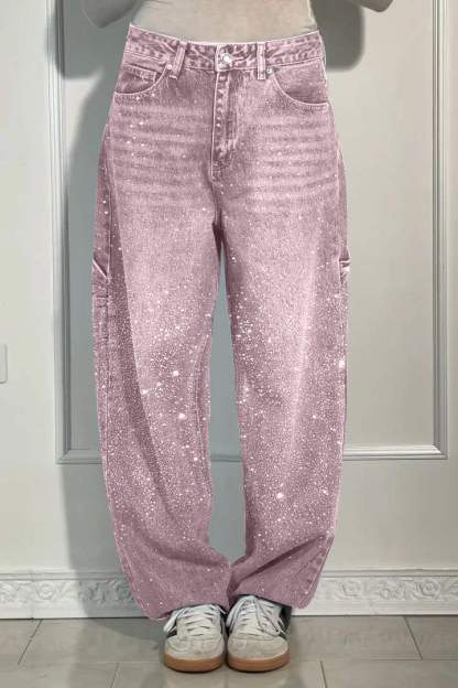 Wide Length Jeans With Starry Design-Legletic