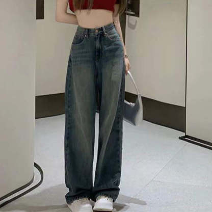 Vintage Wide Leg Cargo Jeans For Women-Legletic