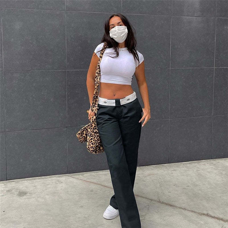 Women's Casual Low Waist Trousers-Legletic
