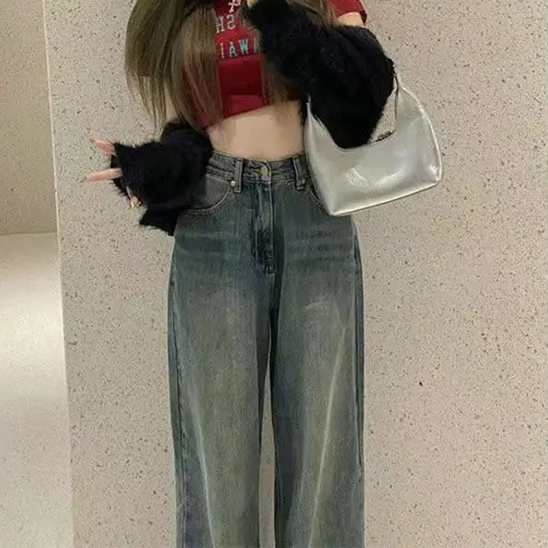 Vintage Wide Leg Cargo Jeans For Women-Legletic