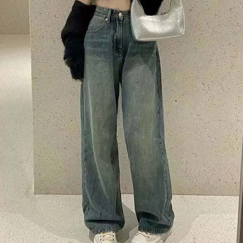 Vintage Wide Leg Cargo Jeans For Women-Legletic