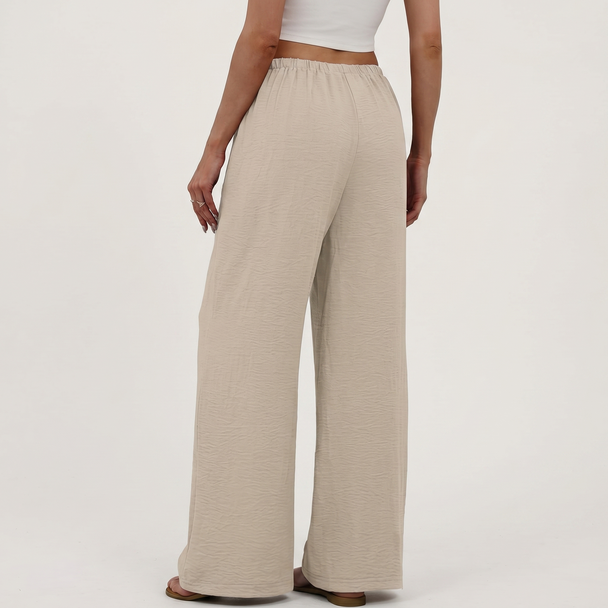 Summer Beach Wide Drawstring Flowy Palazzo Pants For Women