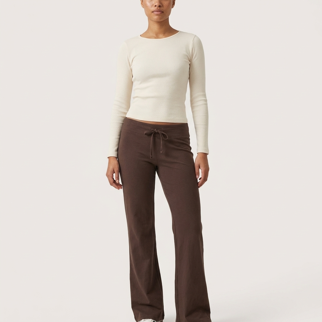 Solid Adjustable Drawstring Straight Fit Lounge Pants With Soft Stretch For Women