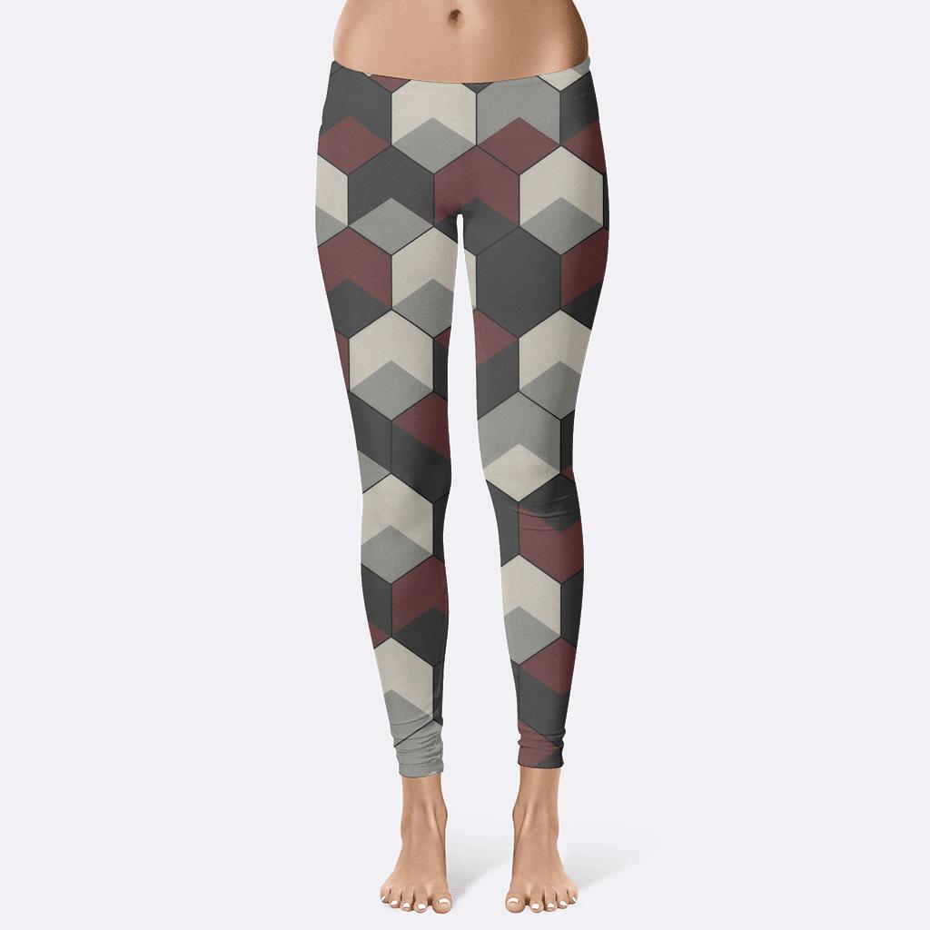 Offset Hexagonal Fragment Mosaic comfortable yoga leggings