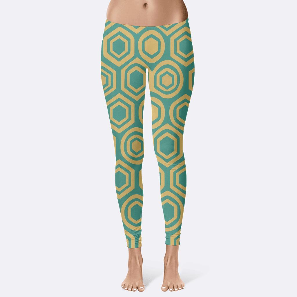 Recursive Hex Grid Matrix high-waist leggings