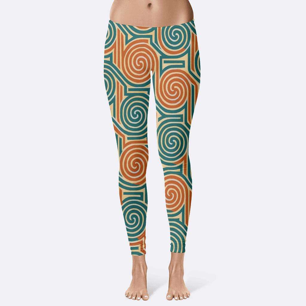 Fractal Spiral Grid high-waist leggings