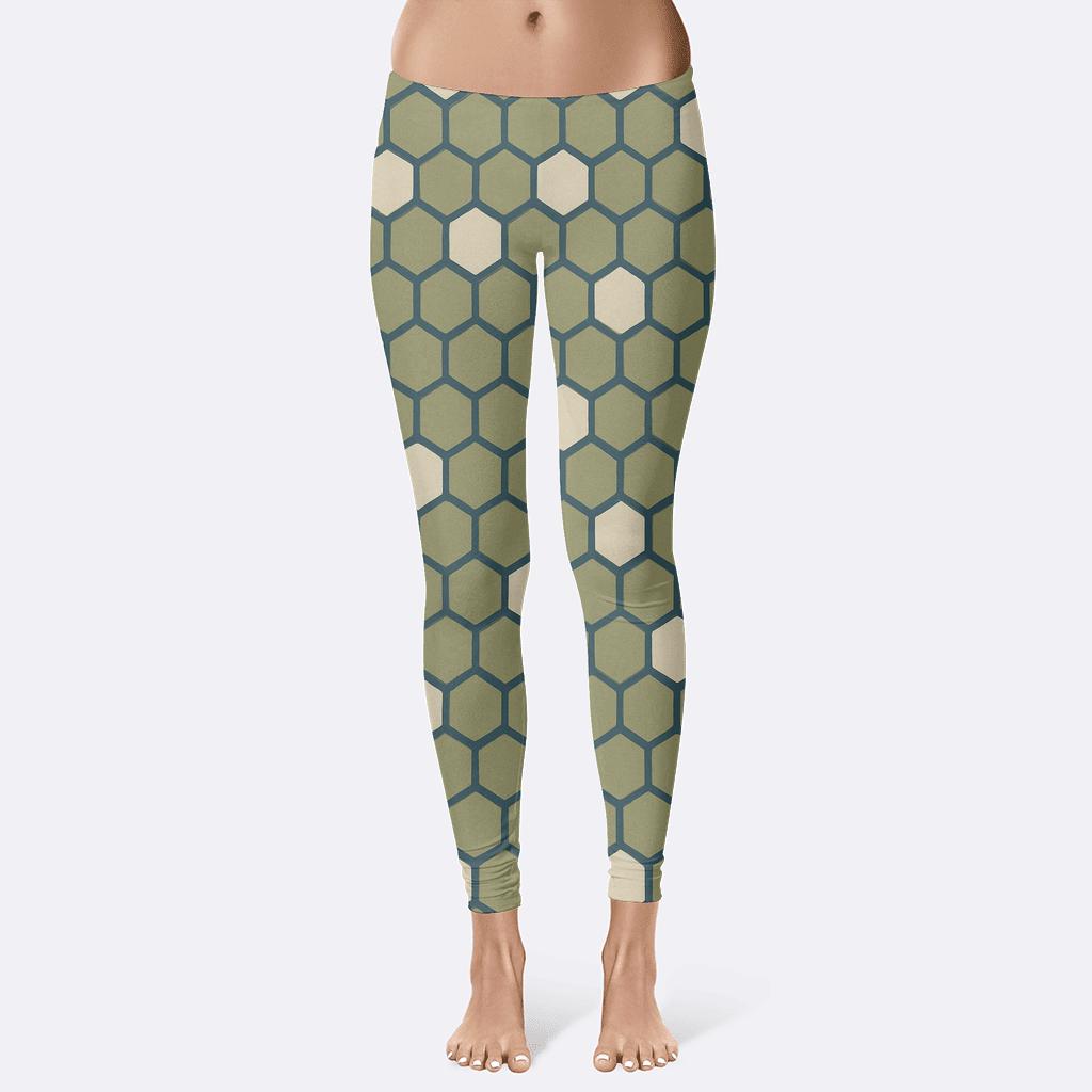 Modulated Hexagonal Grid personalized print leggings