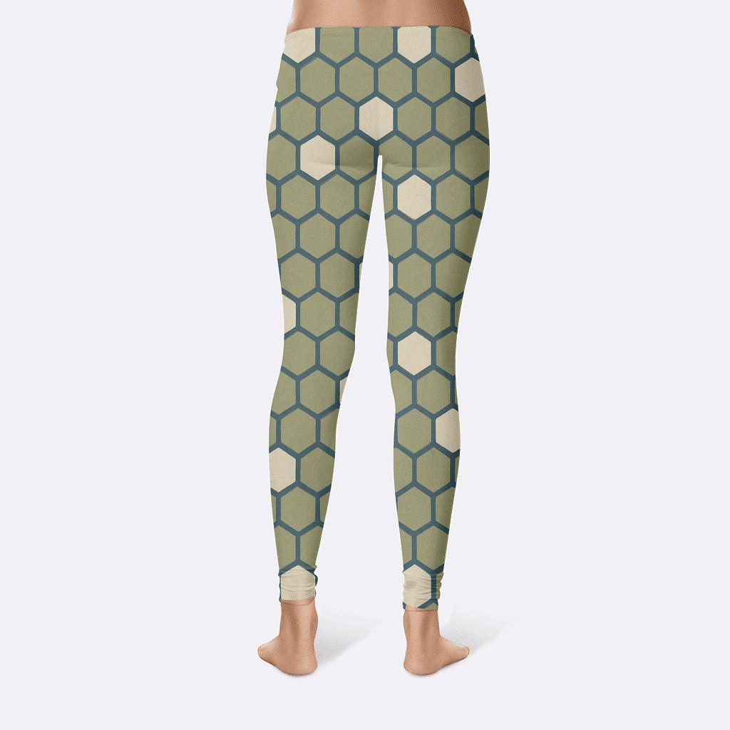 Modulated Hexagonal Grid personalized print leggings