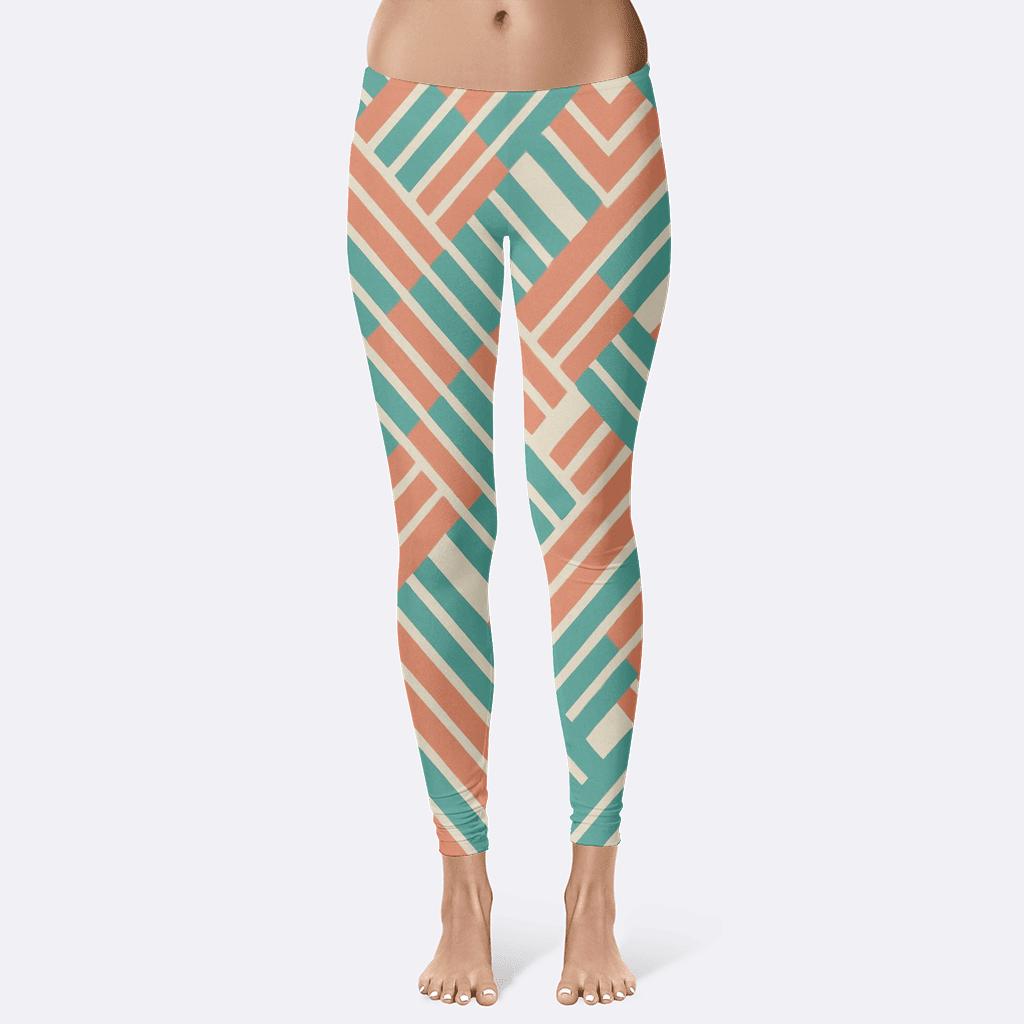 Rhythmic Diagonal Stripe Matrix unique fashion leggings