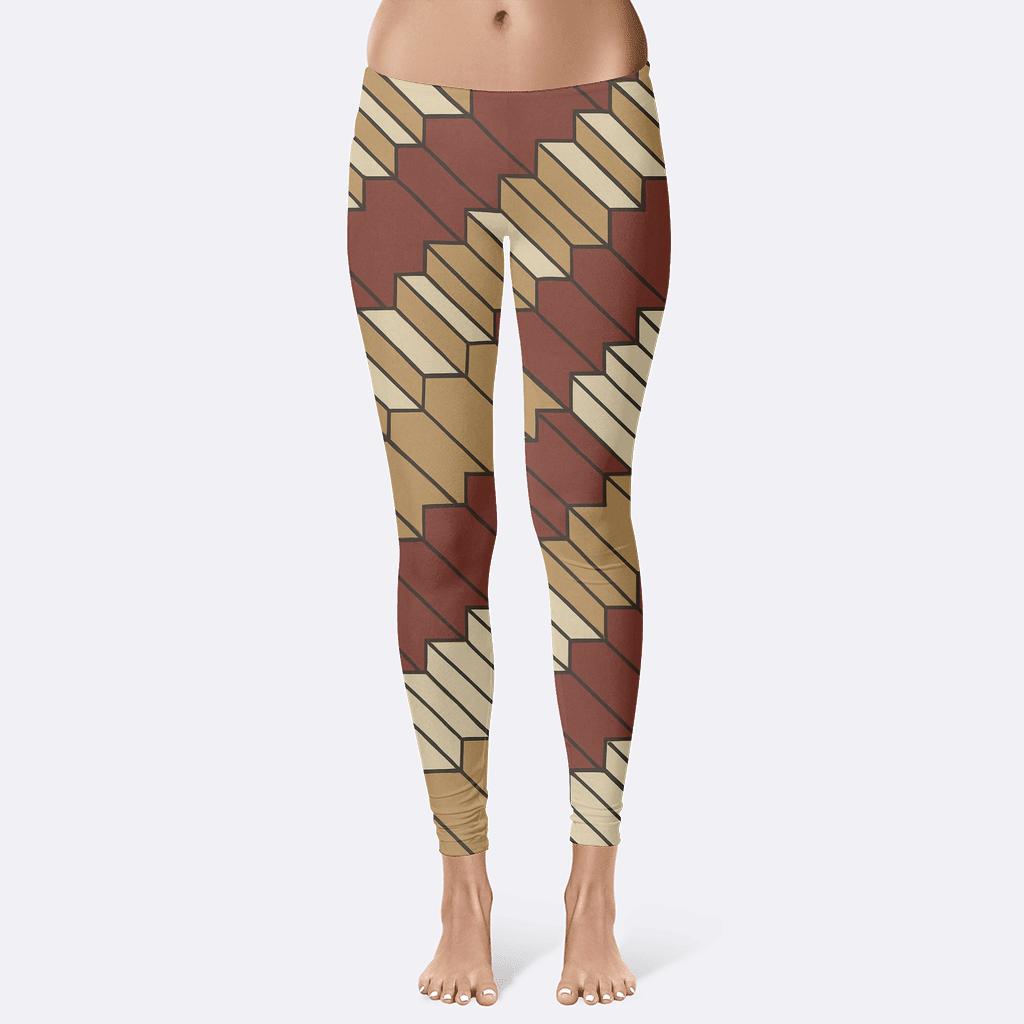 Diagonal Stair Array Rhythm trendy athletic leggings