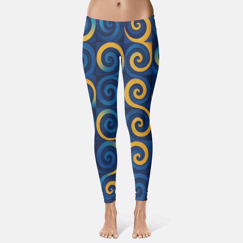 Spiral Grid Dynamics designer patterned leggings