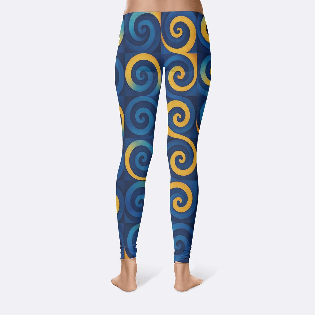 Spiral Grid Dynamics designer patterned leggings