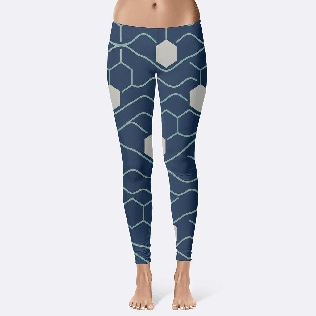 Tessellated Cosmic Wavegrid comfortable yoga leggings