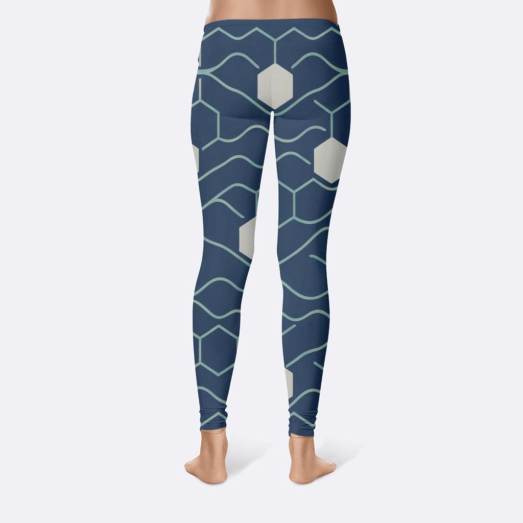 Tessellated Cosmic Wavegrid comfortable yoga leggings