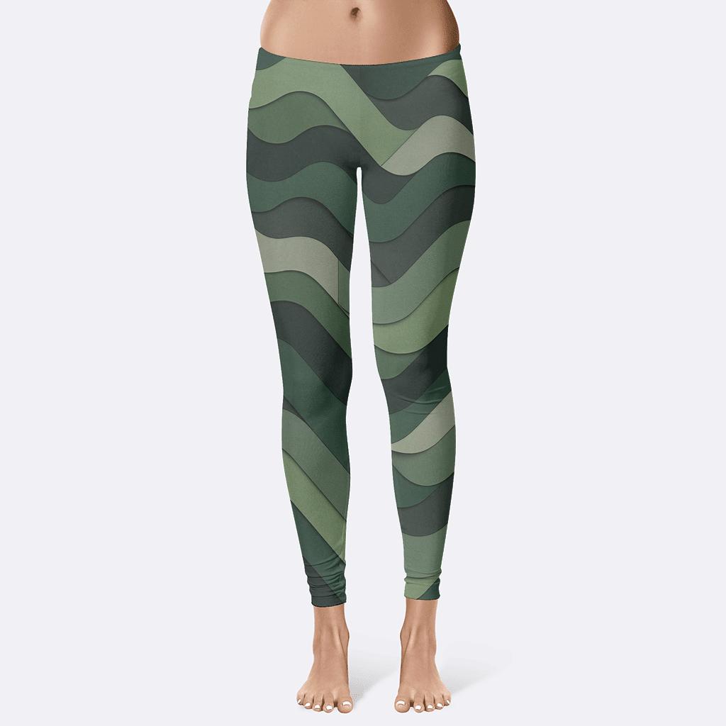Geometric Wave Fields trendy athletic leggings