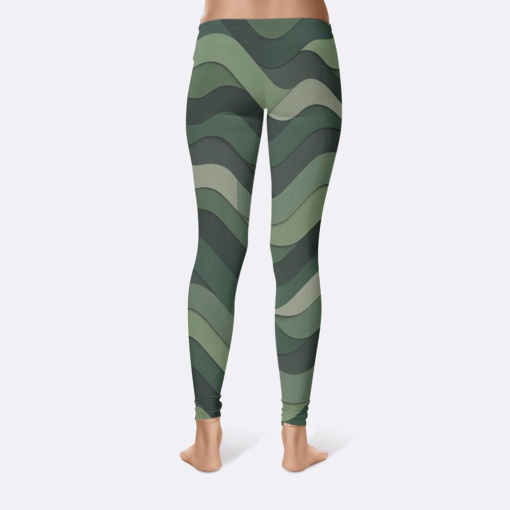 Geometric Wave Fields trendy athletic leggings