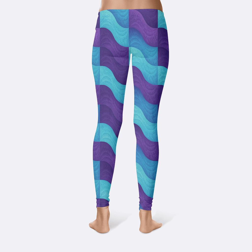 Fractal Wave Grid comfortable yoga leggings