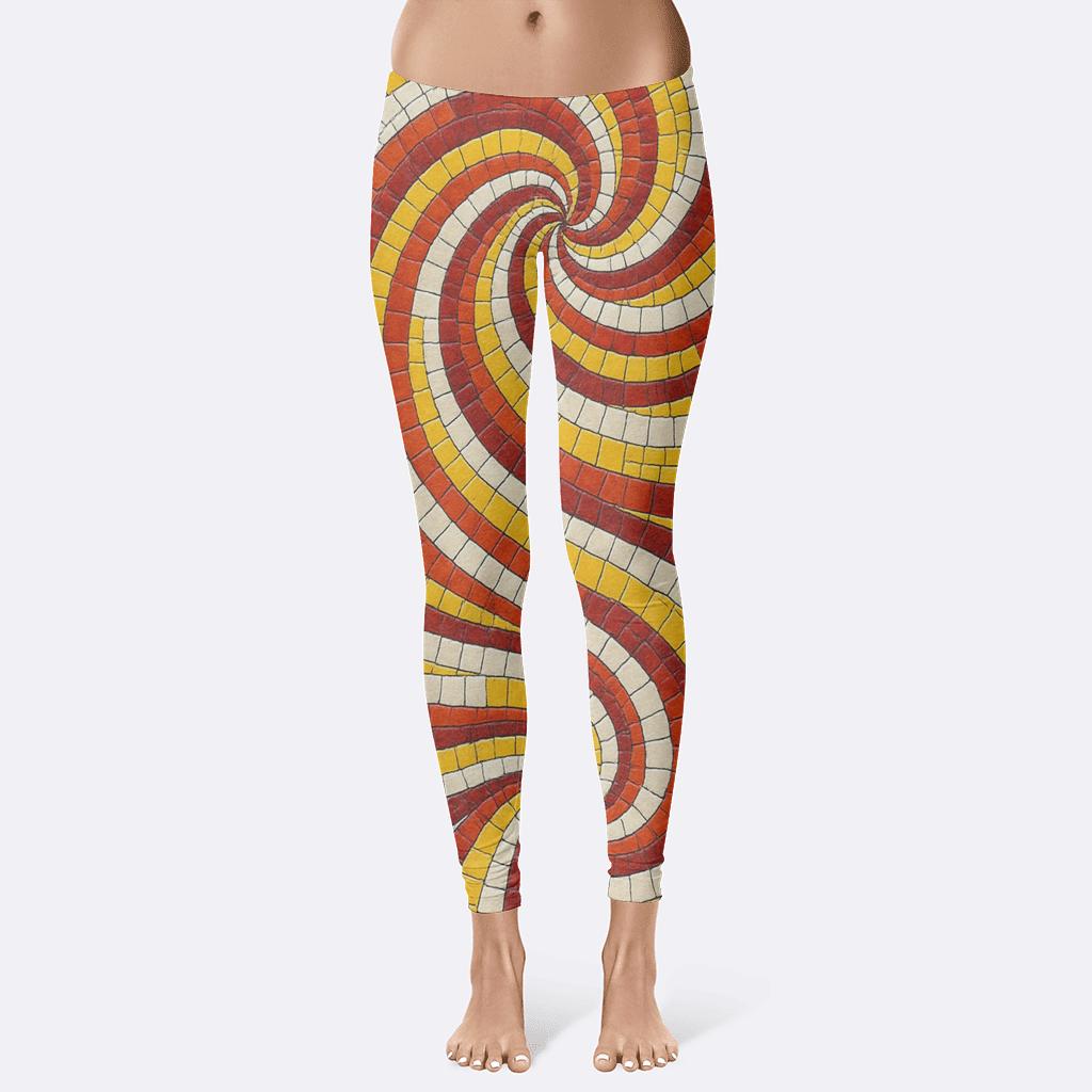 Spiraling Stripe Mosaic soft cotton leggings