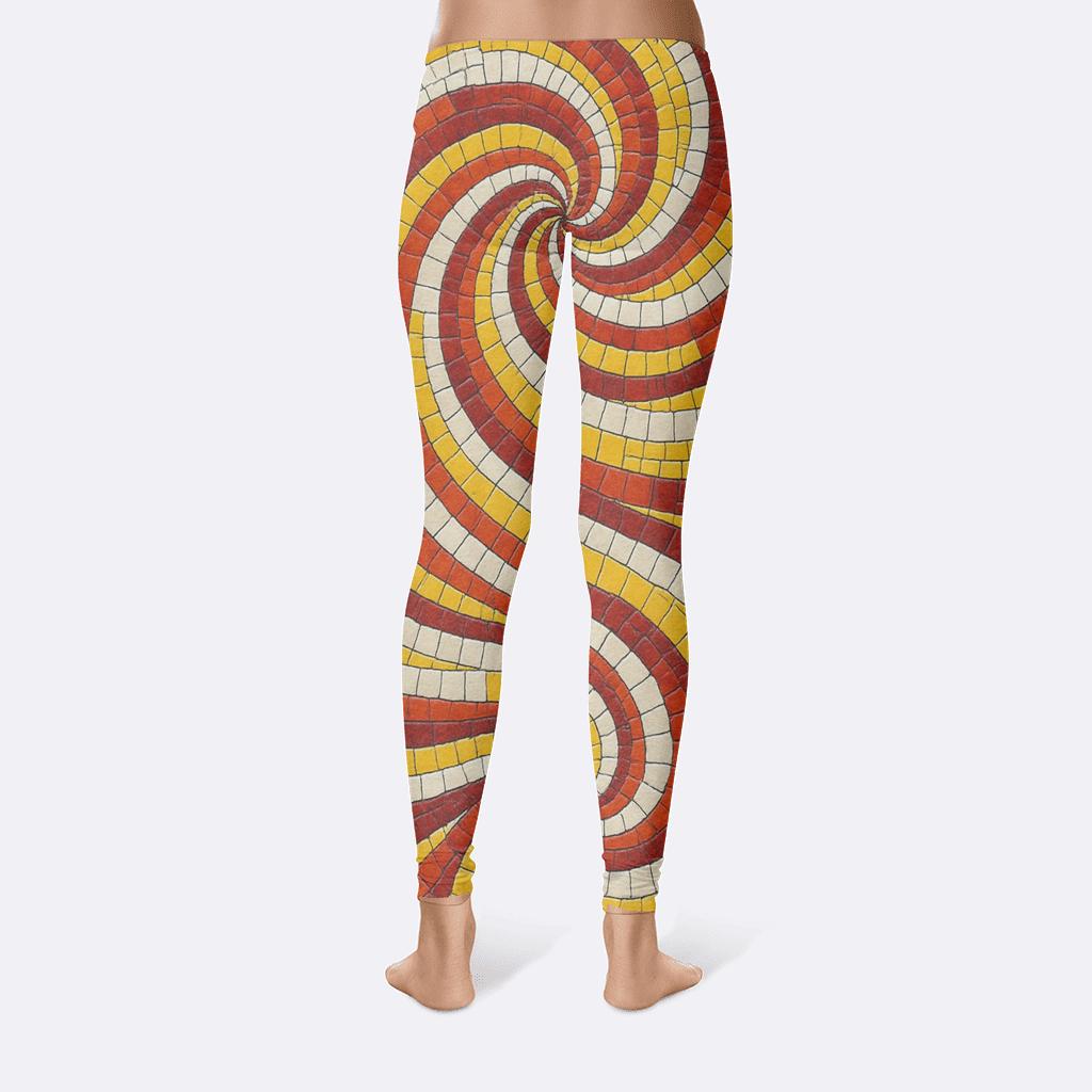 Spiraling Stripe Mosaic soft cotton leggings