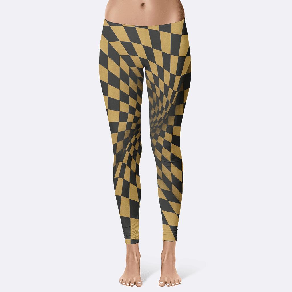 Overlayed Checkerboard Twist designer patterned leggings