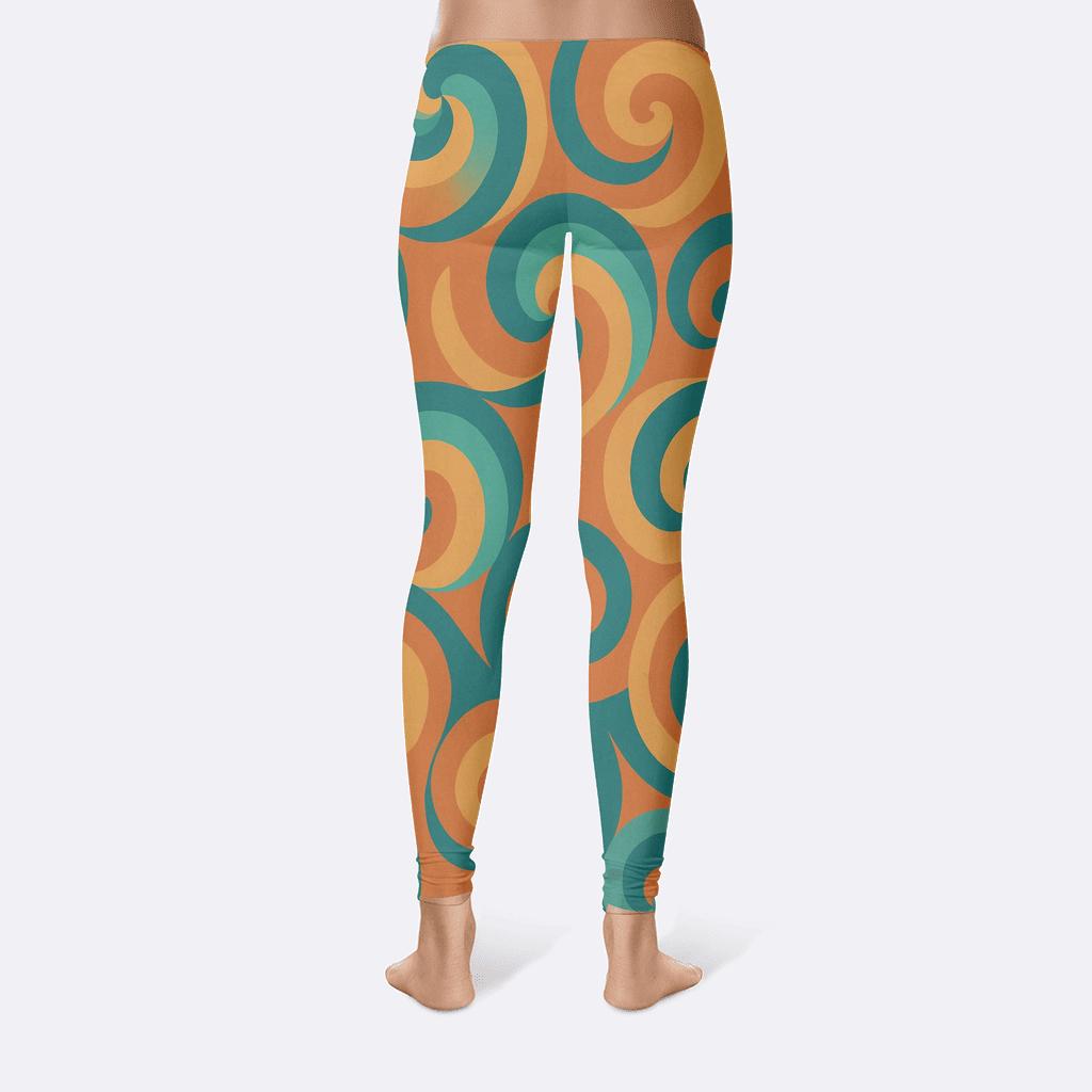 Asymmetrical Spiral Wave personalized print leggings