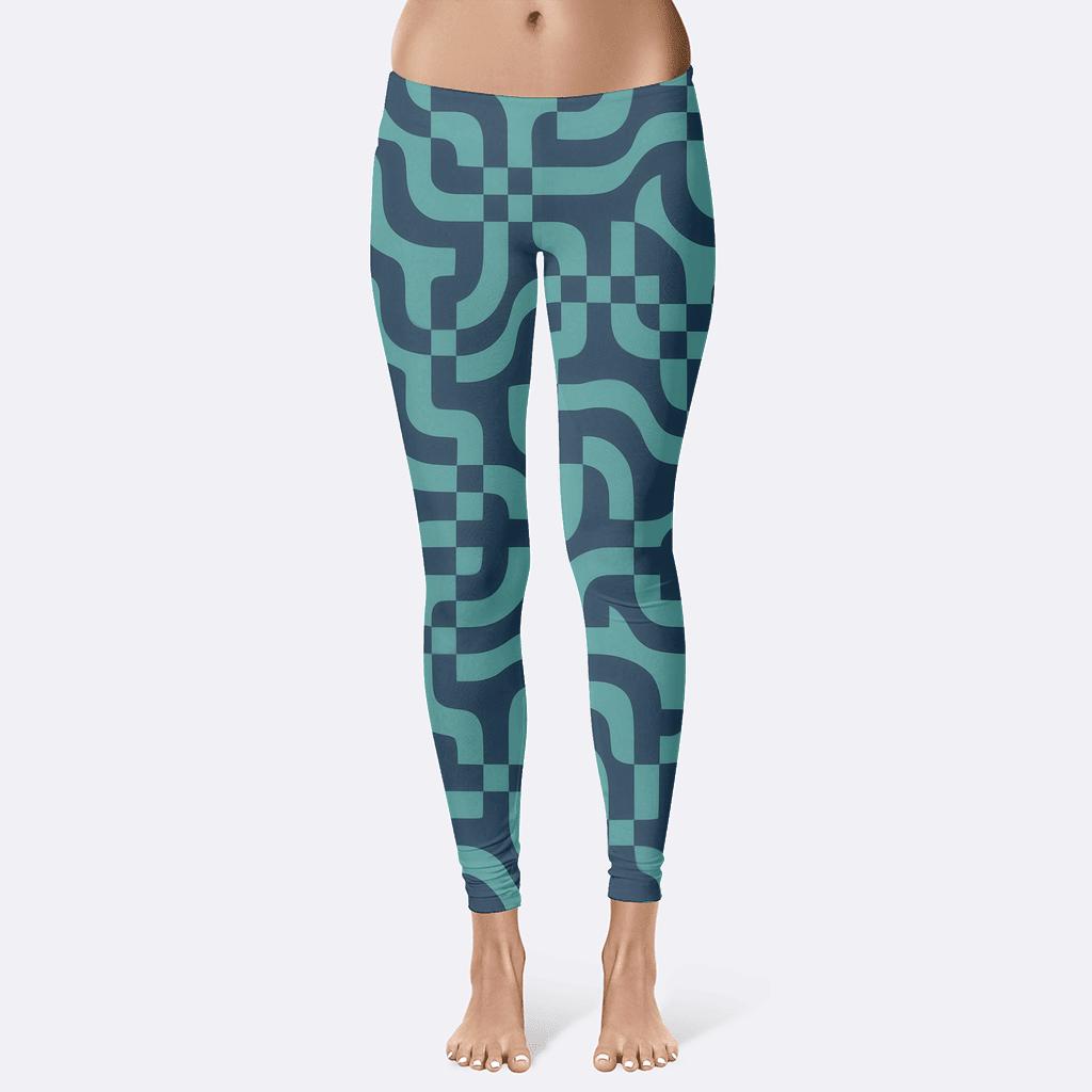 Offset Wave Grid Flux designer patterned leggings