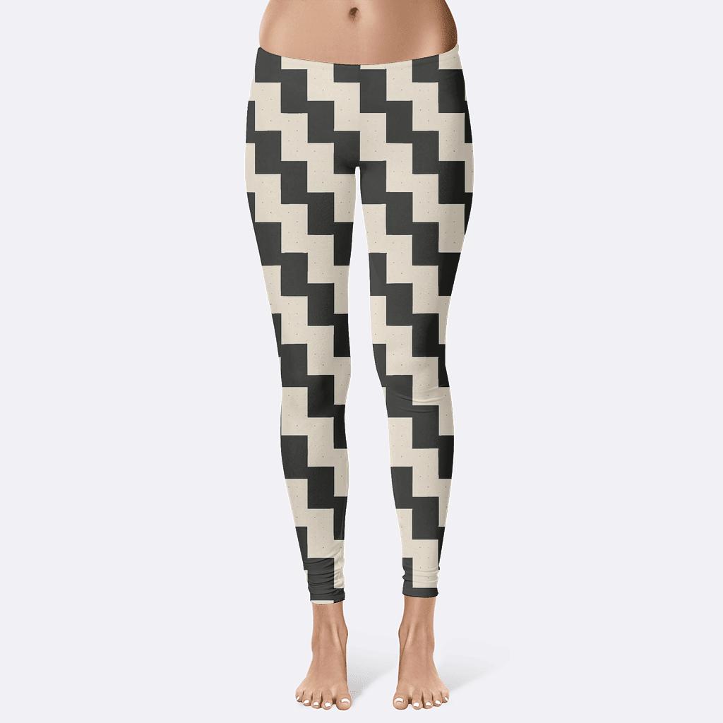Diagonal Stair Array Overlay high-waist leggings