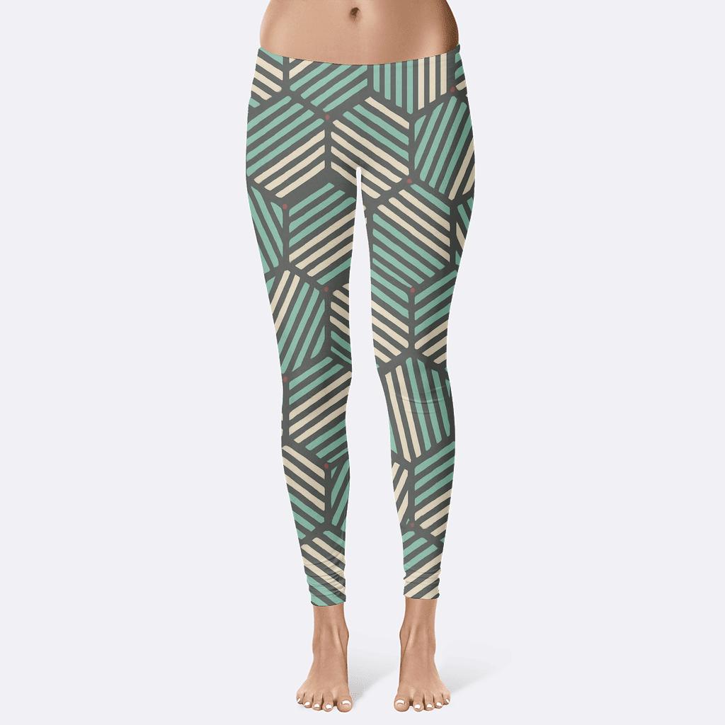 Hex Tiling Comet Tail Stripes designer patterned leggings