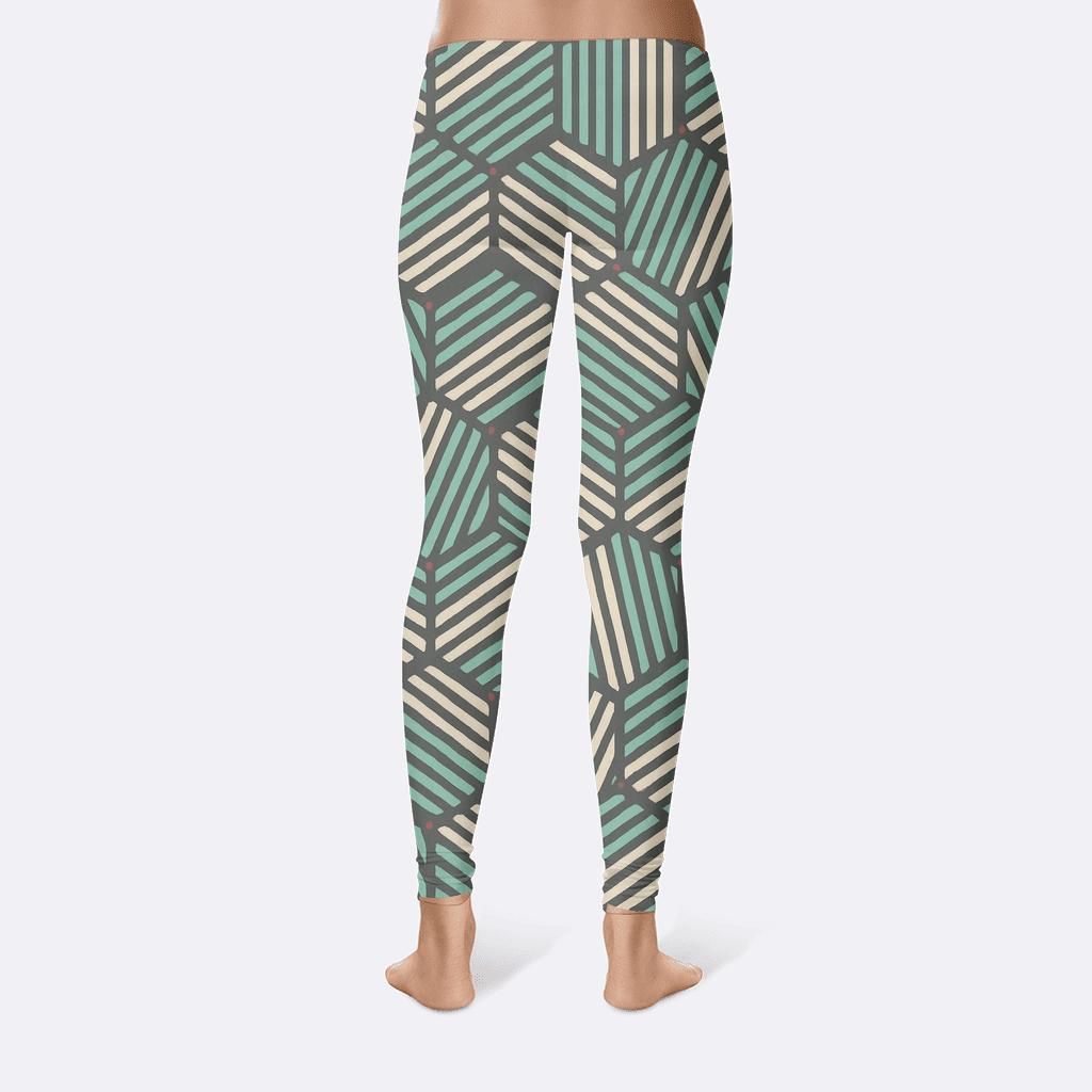 Hex Tiling Comet Tail Stripes designer patterned leggings