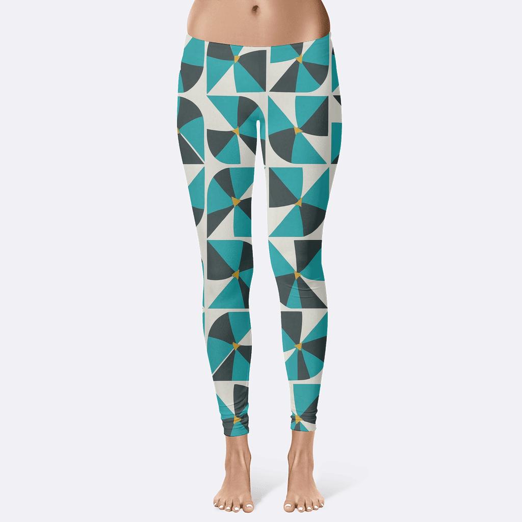 Spiral Pinwheel Tile Rotations unique fashion leggings