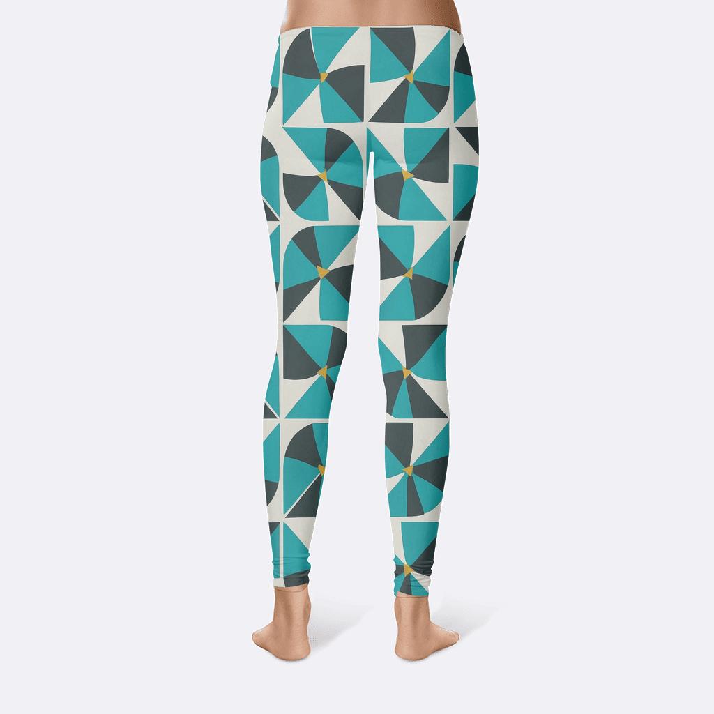 Spiral Pinwheel Tile Rotations unique fashion leggings