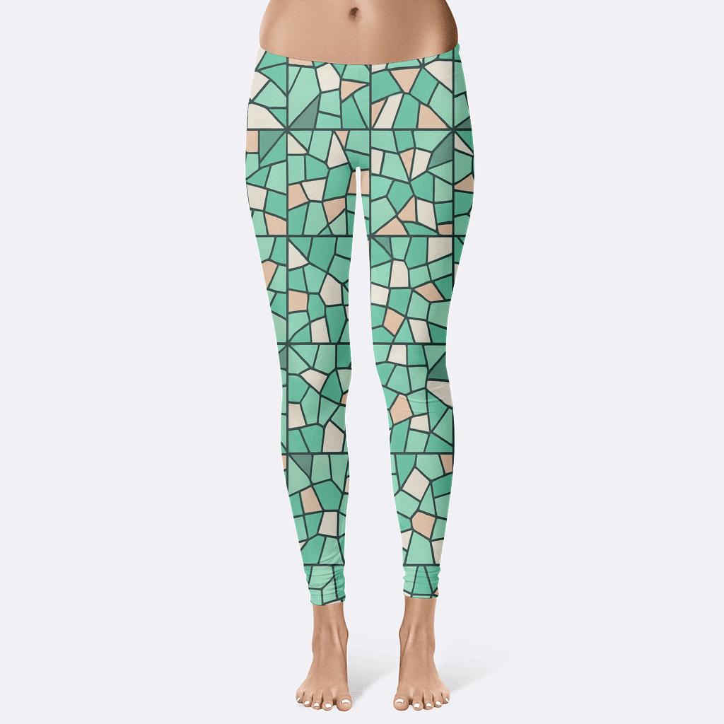 Polygon Shard Quilt Repeat comfortable yoga leggings