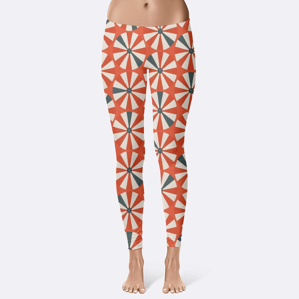 Radial Band Pinwheel Grid designer patterned leggings