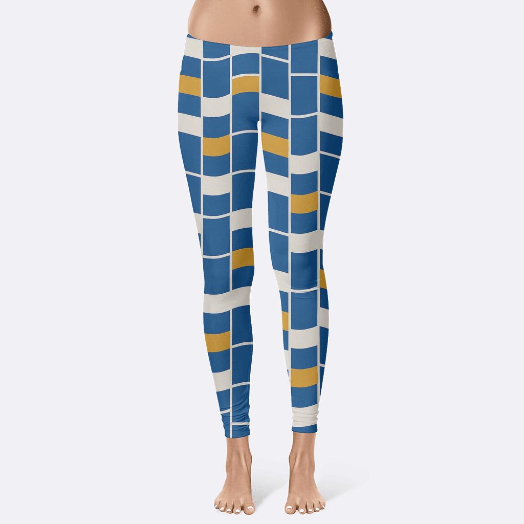 Skewed Grid Ripple Blocks designer patterned leggings