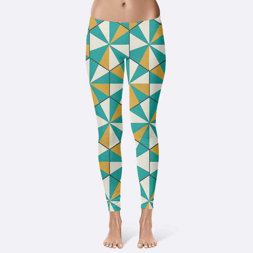 Hex Tile Phase Shift designer patterned leggings