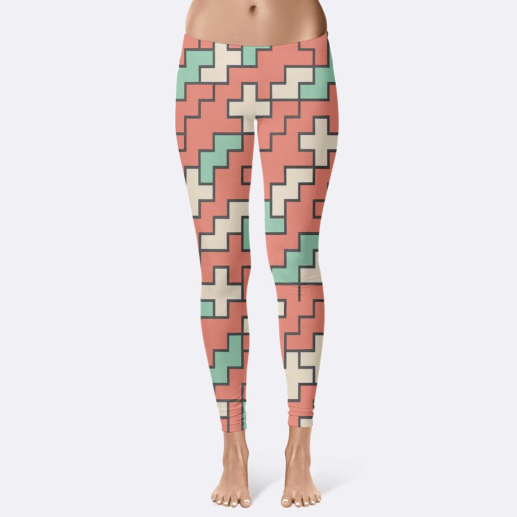 Prism Pixel Step Tiling soft cotton leggings