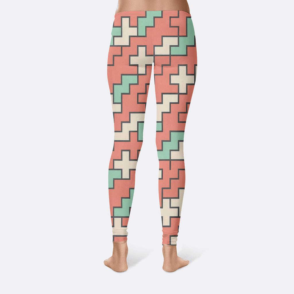 Prism Pixel Step Tiling soft cotton leggings
