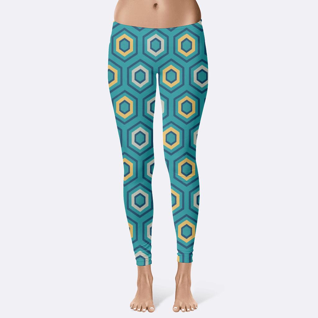 Hex Ripple Offset Quilt designer patterned leggings