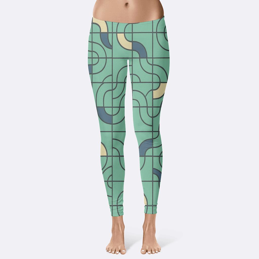 Arc Segment Weave Grid designer patterned leggings